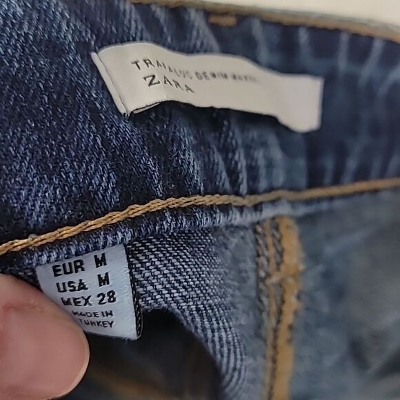 ZARA Women's Skirt Size M Cotton ButtonFLY DISTRESSED JEAN Denim Skirt - Picture 7 of 7